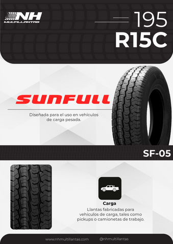 LLANTA SUNFULL SF-05 195R15C 106/104R DE CARGA