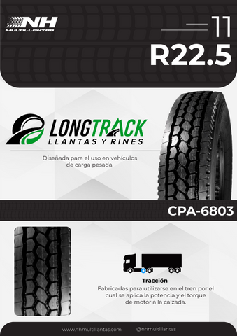 LLANTA LONGTRACK CPA-6803 11R22.5 146/143L 16PR TRACCIÓN