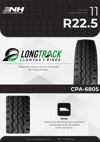 LLANTA LONGTRACK CPA-6805 11R22.5 146/143M MIXTA