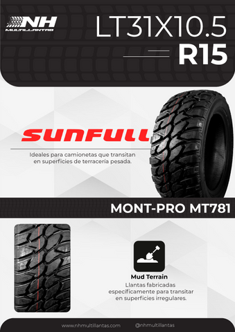 LLANTA SUNFULL MONT-PRO MT781 LT 31X10.5R15 109Q MUD TERRAIN